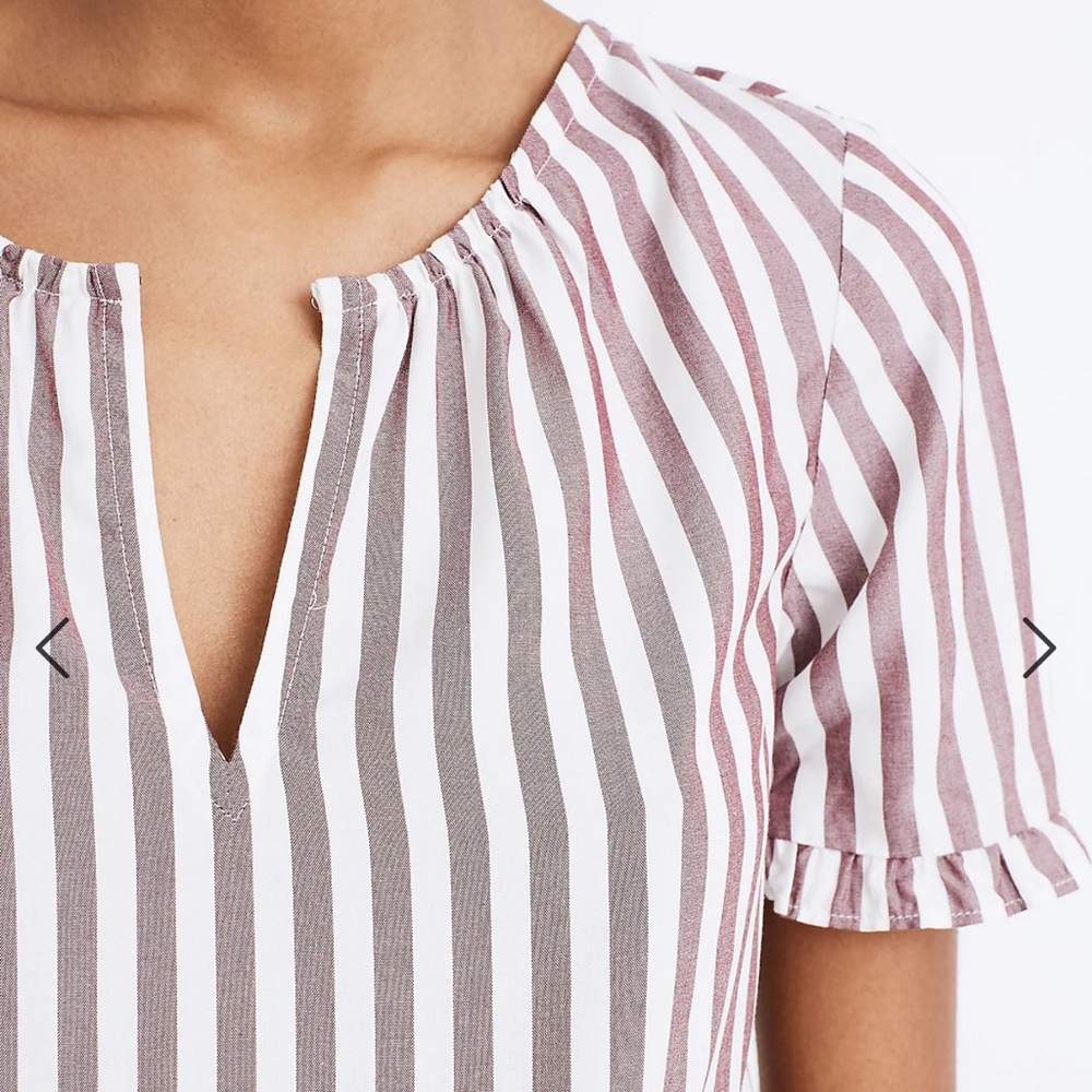 Madewell Stanza Ruffle-Hem Top in Stripe Sz S - Picture 3 of 12